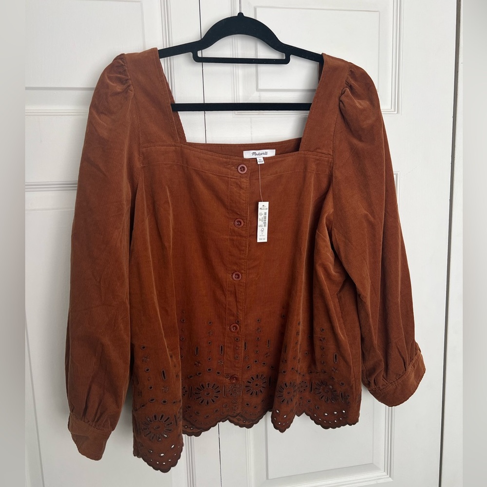 NWT Madewell Corduroy Square Neck Top Size XL